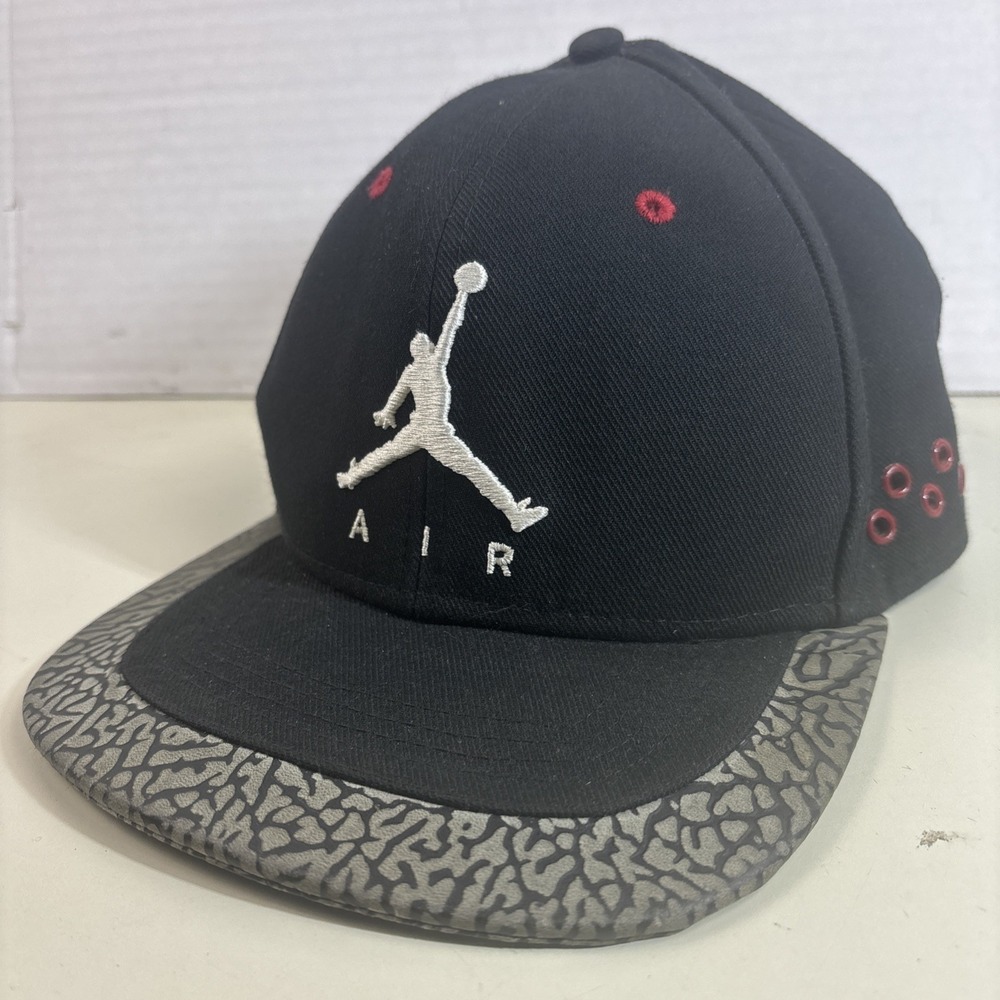 AIR JORDAN Jumpman Strapback Hat Black Cement Elephant Embroidered 642093-010